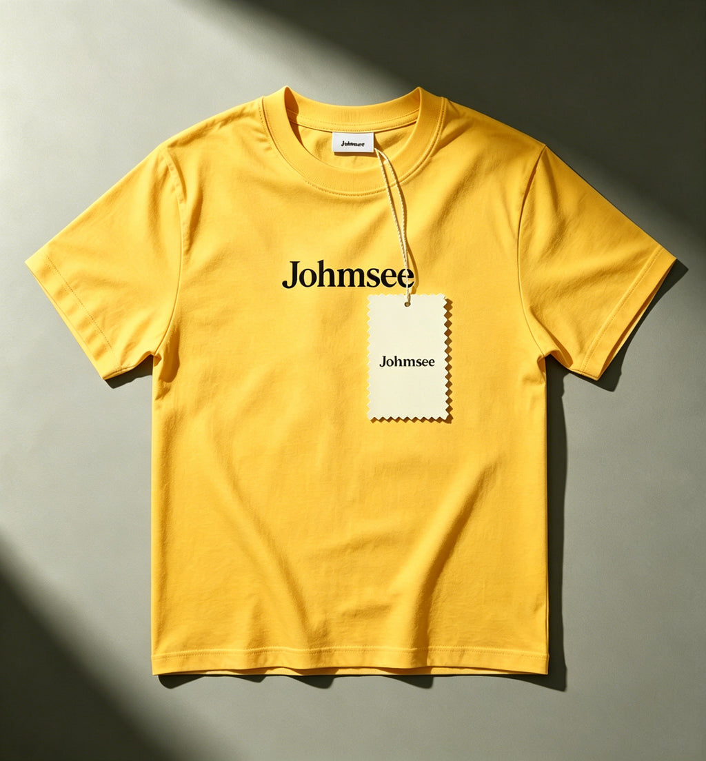 Johmsee Classic Yellow T-shirt Cheap Jerseys, 100% Pure Cotton Breathable Sweat-Wicking Soft, Comfortable Skin-Friendly Short Sleeve Basic Jerseys for Daily Wear