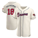 Johmsee A.Braves #18 Mike Yastrzemski player Cream Authentic Alternate Stitched Jerseys