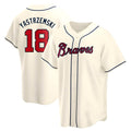 Johmsee A.Braves #18 Mike Yastrzemski player Cream Replica Alternate Stitched Jerseys