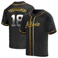 Johmsee A.Braves #18 Mike Yastrzemski player Gold Replica Black en Alternate Stitched Jerseys
