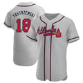 Johmsee A.Braves #18 Mike Yastrzemski player Gray Authentic Road Stitched Jerseys