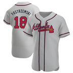 Johmsee A.Braves #18 Mike Yastrzemski player Gray Authentic Road Stitched Jerseys