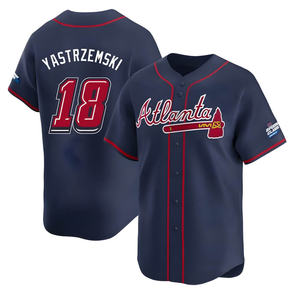 Johmsee A.Braves #18 Mike Yastrzemski player Navy Limited Speedway Classic Alternate Stitched Jerseys