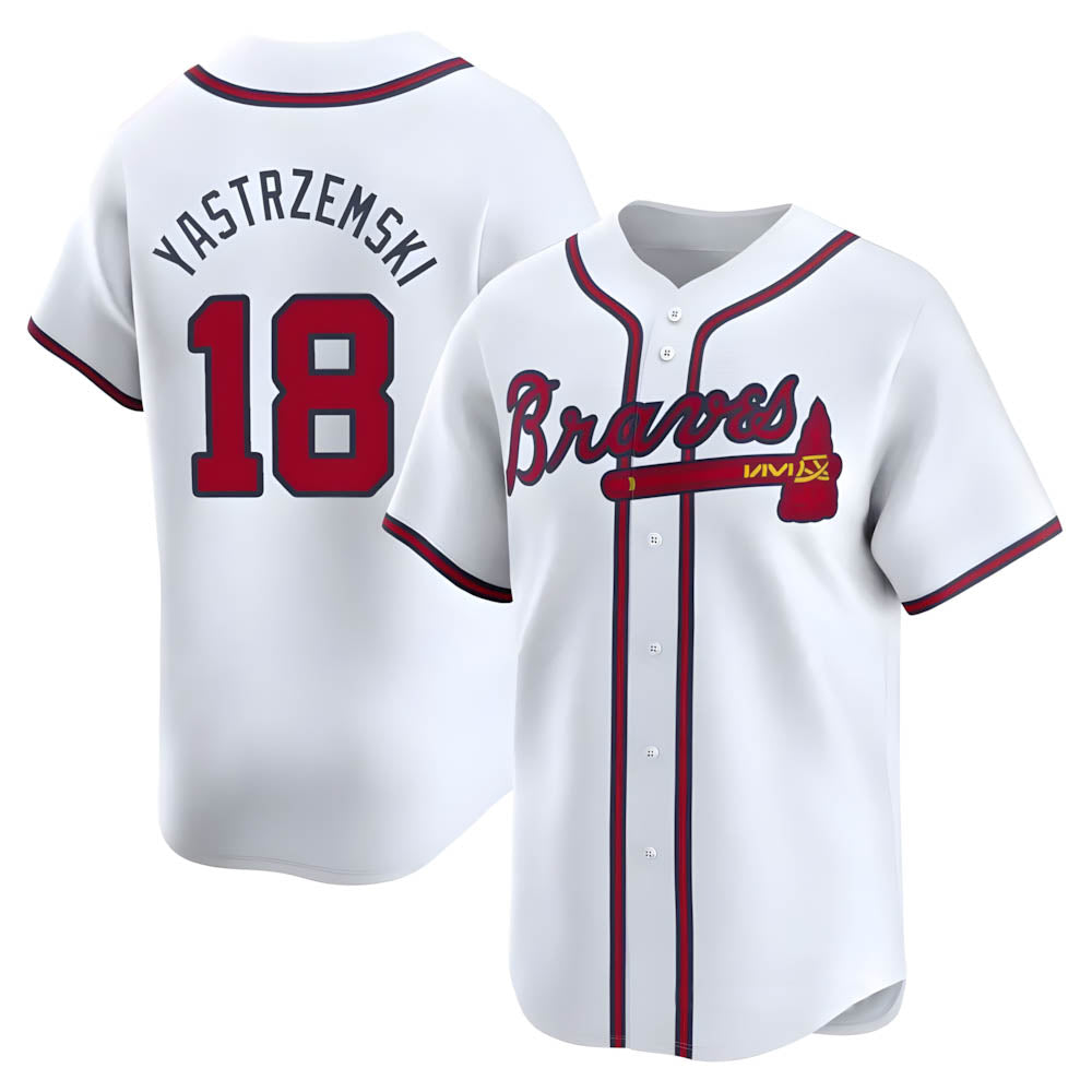 Johmsee A.Braves #18 Mike Yastrzemski player White Limited Home Stitched Jerseys