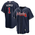 Johmsee A.Braves #1 Ozzie Albies Player Navy Alternate Stitched Jerseys