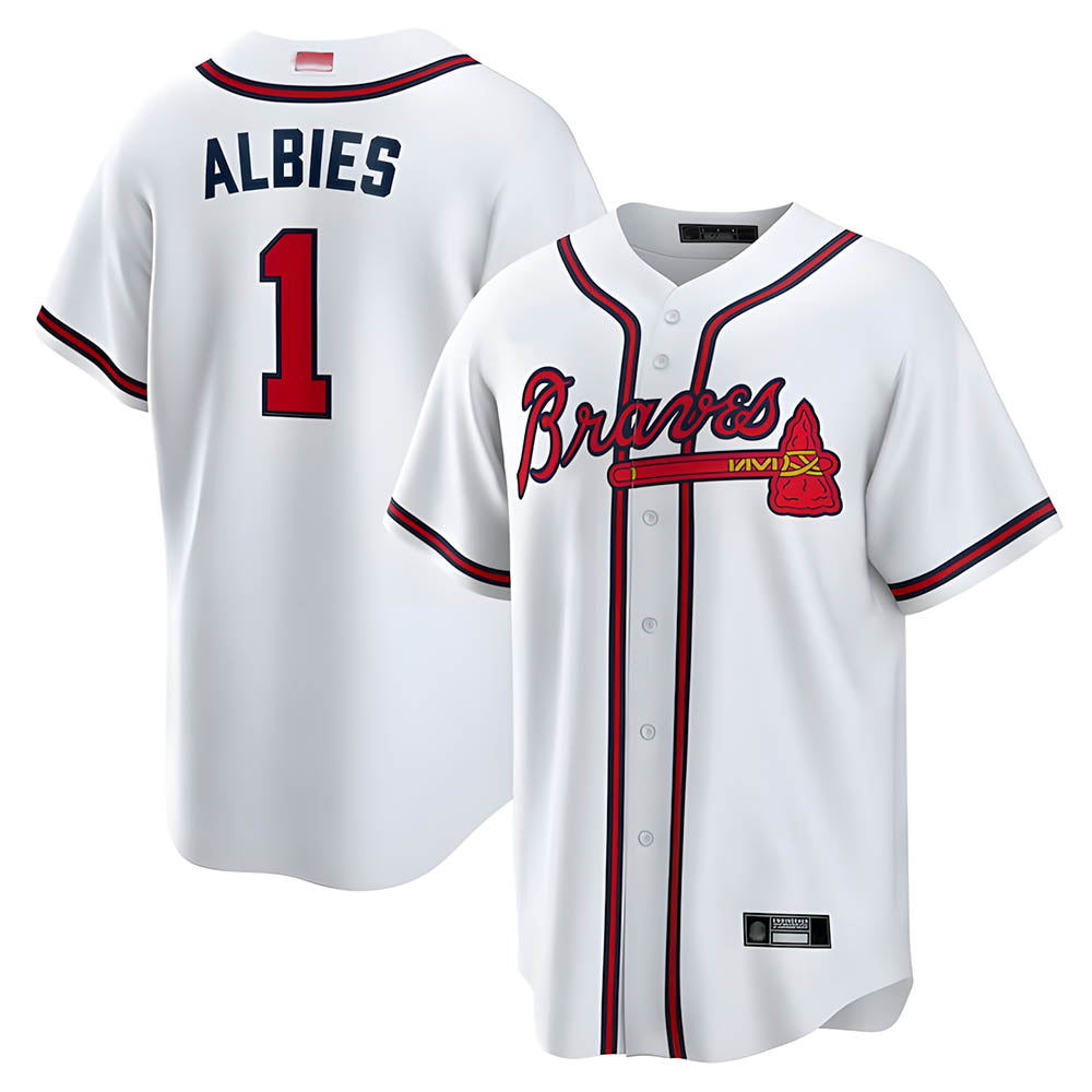 Johmsee A.Braves #1 Ozzie Albies Player White Alternate Stitched Jerseys