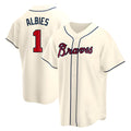 Johmsee A.Braves #1 Ozzie Albies Player Cream Replica Alternate Stitched Jerseys