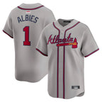 Johmsee A.Braves #1 Ozzie Albies Player Gray Vapor Premier City Connect Premium Stitched Jerseys