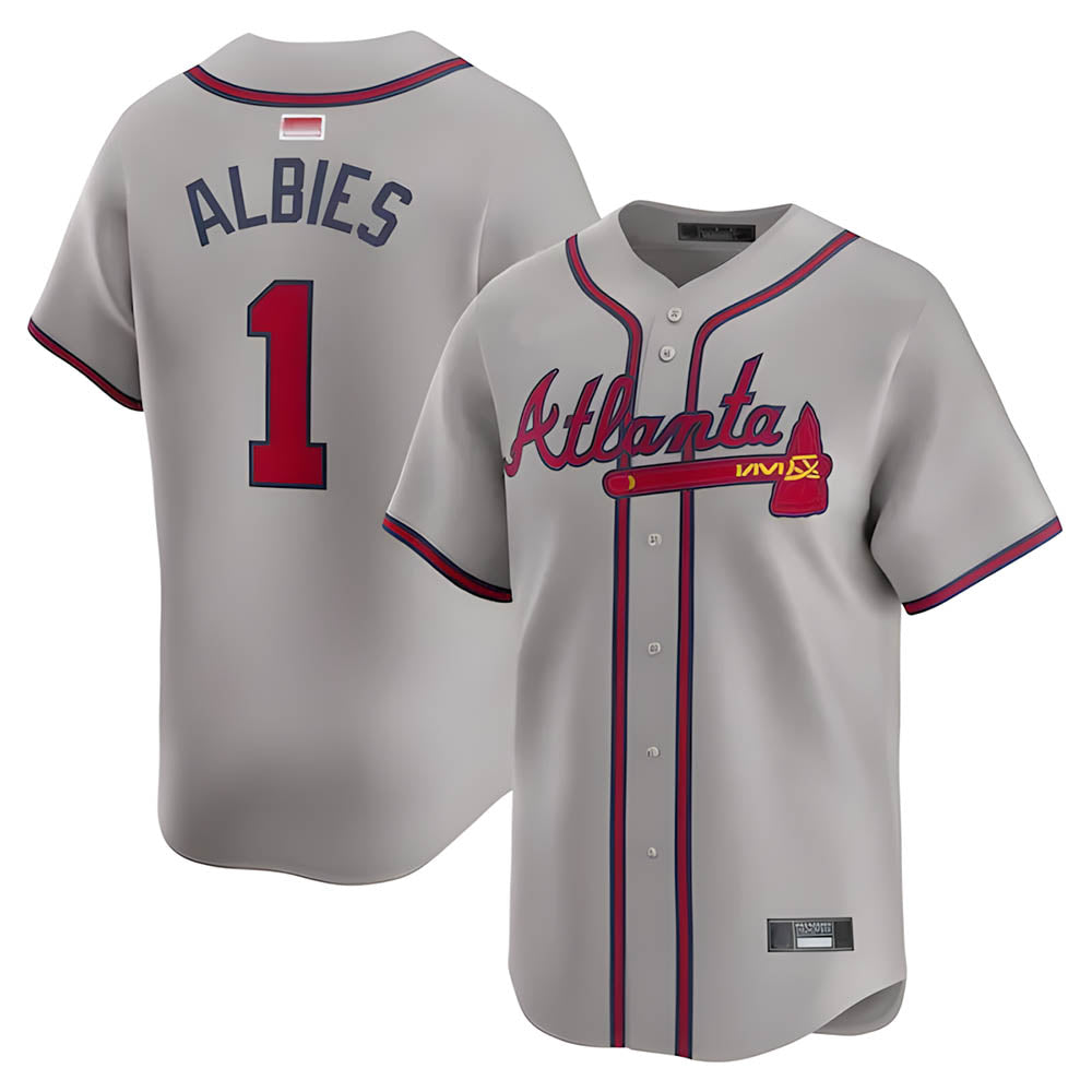 Johmsee A.Braves #1 Ozzie Albies Player Gray Vapor Premier City Connect Premium Stitched Jerseys