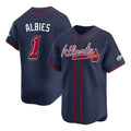 Johmsee A.Braves #1 Ozzie Albies Player Navy Limited 2025 Speedway Classic Alternate Stitched Jerseys