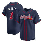 Johmsee A.Braves #1 Ozzie Albies Player Navy Limited 2025 Speedway Classic Alternate Stitched Jerseys