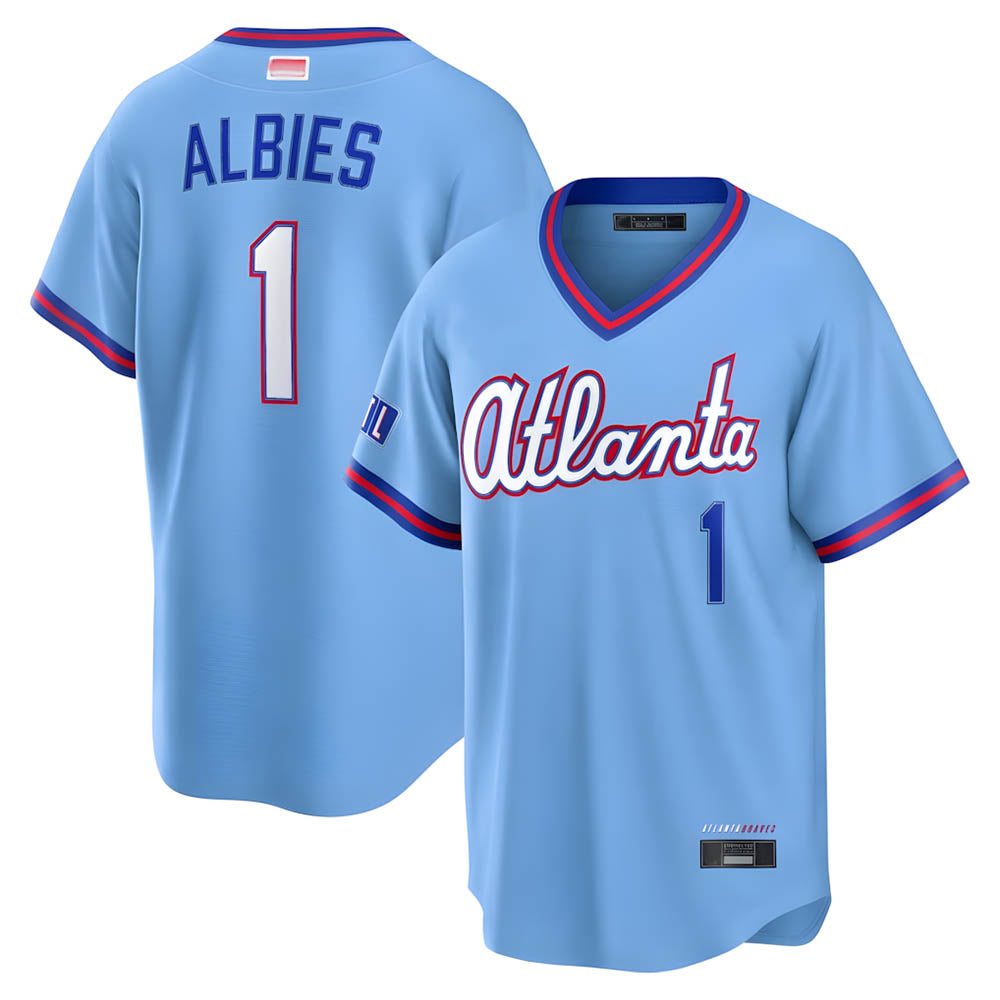 Johmsee A.Braves #1 Ozzie Albies Player Powder Blue 2026 City Connect T shirt Stitched Jerseys