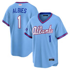 Johmsee A.Braves #1 Ozzie Albies Player Powder Blue 2026 City Connect T shirt Stitched Jerseys