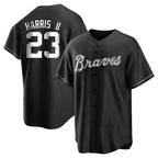 Johmsee A.Braves #23 Michael Harris II player Black&White Replica Stitched Jerseys