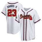 Johmsee A.Braves #23 Michael Harris II player Gold &White Replica Program Stitched Jerseys