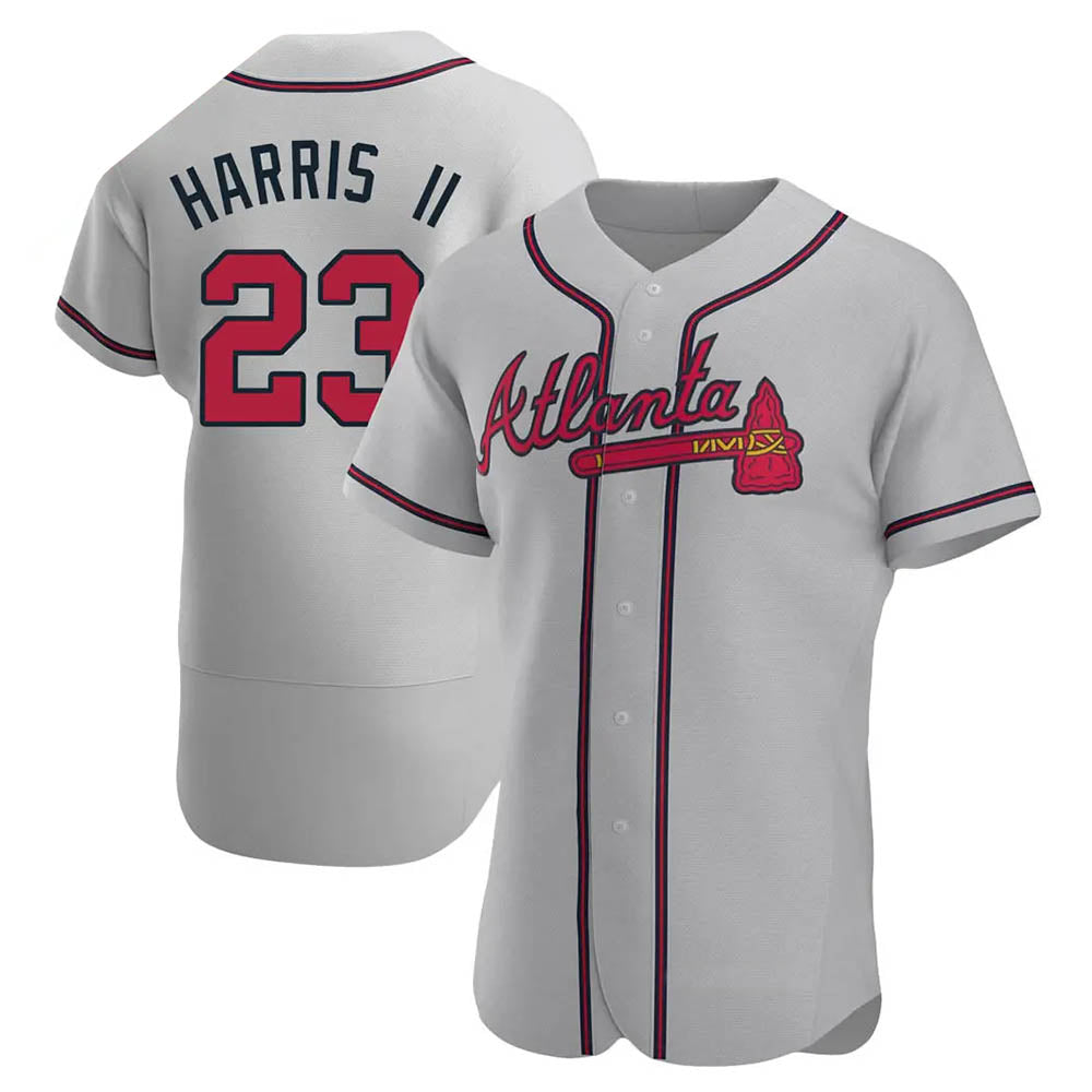 Johmsee A.Braves #23 Michael Harris II player Gray Authentic Road Stitched Jerseys