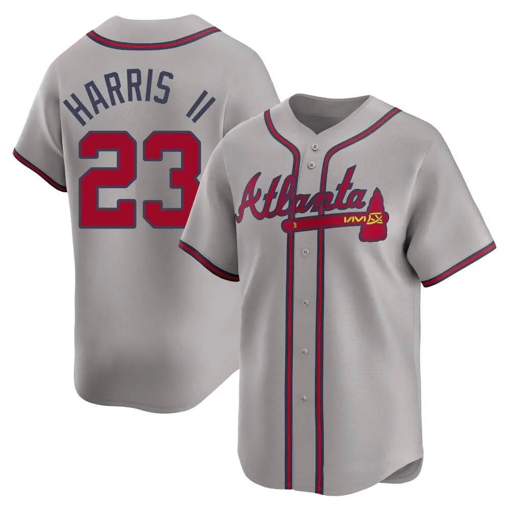 Johmsee A.Braves #23 Michael Harris II player Gray Limited Away Stitched Jerseys