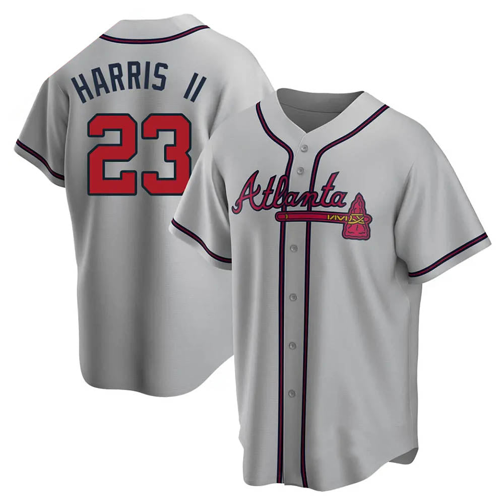 Johmsee A.Braves #23 Michael Harris II player Gray Replica Road Stitched Jerseys