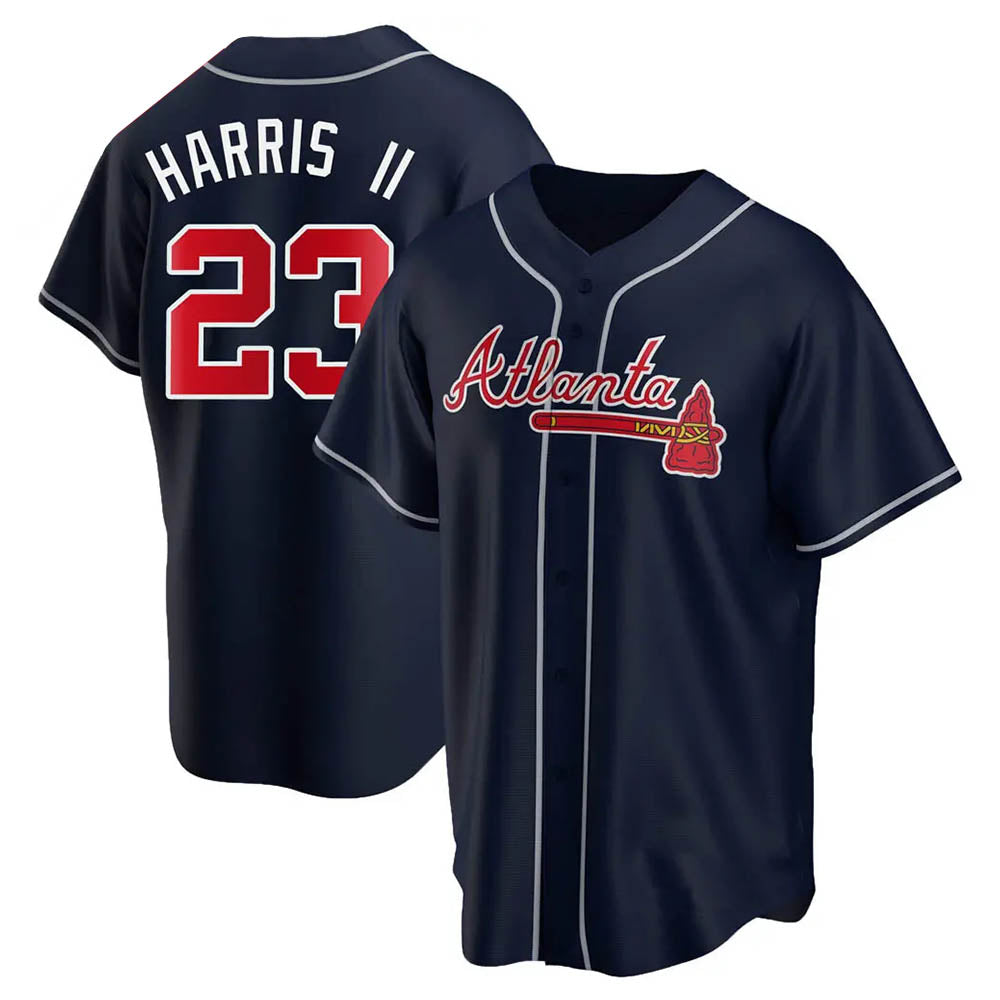 Johmsee A.Braves #23 Michael Harris II player Navy Replica Alternate Stitched Jerseys