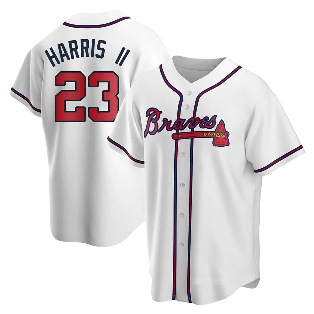 Johmsee A.Braves #23 Michael Harris II player White Replica Home Stitched Jerseys