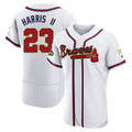 Johmsee A.Braves #23 Michael Harris II player White&Gold Authentic Program Stitched Jerseys