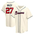 Johmsee A.Braves #27 Austin Riley Player Cream Replica Alternate Stitched Jerseys