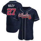 Johmsee A.Braves #27 Austin Riley Player Navy Authentic Alternate Stitched Jerseys