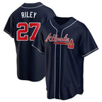 Johmsee A.Braves #27 Austin Riley Player Navy Replica Alternate Stitched Jerseys