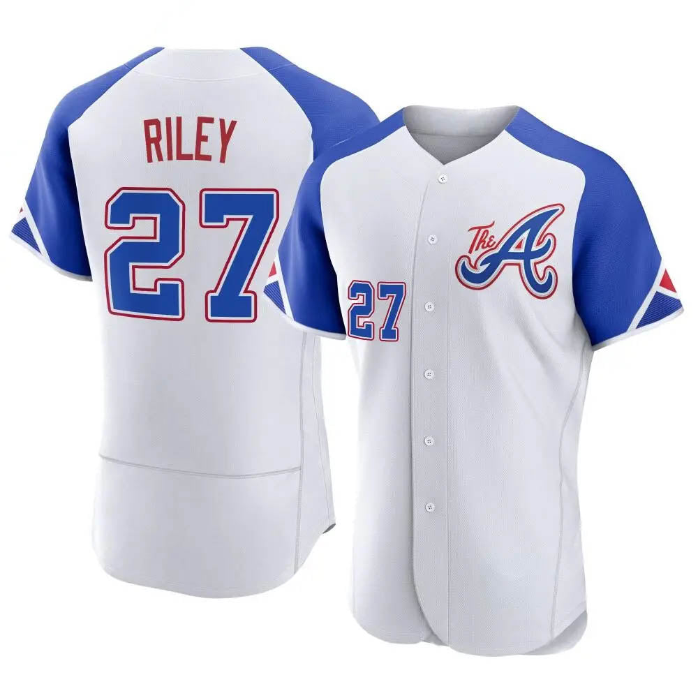 Johmsee A.Braves #27 Austin Riley Player White Authentic City Connect Stitched Jerseys