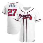 Johmsee A.Braves #27 Austin Riley Player White Authentic Home Stitched Jerseys