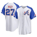 Johmsee A.Braves #27 Austin Riley Player White Replica City Connect Stitched Jerseys