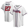 Johmsee A.Braves #27 Austin Riley Player White Replica Home Stitched Jerseys