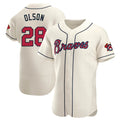 Johmsee A.Braves #28 Matt Olson Player Cream Authentic Alternate Stitched Jerseys