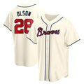 Johmsee A.Braves #28 Matt Olson Player Cream Replica Alternate Stitched Jerseys