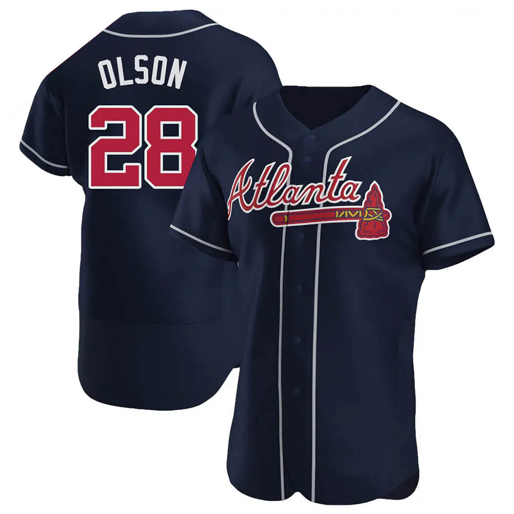 Johmsee A.Braves #28 Matt Olson Player Navy Authentic Alternate Stitched Jerseys