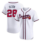 Johmsee A.Braves #28 Matt Olson Player White Elite Home Stitched Jerseys