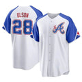 Johmsee A.Braves #28 Matt Olson Player White Replica City Connect Stitched Jerseys