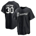 Johmsee A.Braves #30 Drake Baldwin player Black&White Replica Stitched Jerseys