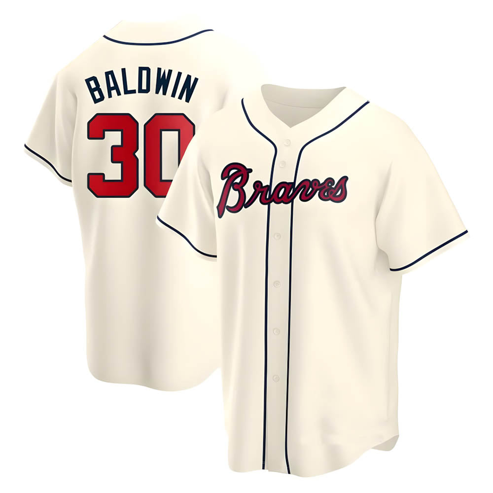 Johmsee A.Braves #30 Drake Baldwin player Cream Replica Alternate Stitched Jerseys