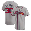 Johmsee A.Braves #30 Drake Baldwin player Gray Elite Road Stitched Jerseys