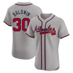 Johmsee A.Braves #30 Drake Baldwin player Gray Elite Road Stitched Jerseys