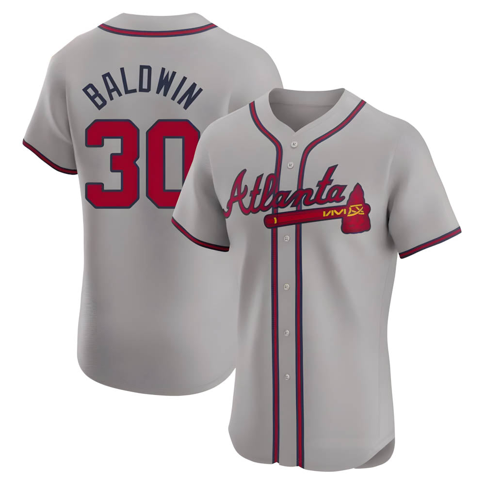 Johmsee A.Braves #30 Drake Baldwin player Gray Elite Road Stitched Jerseys
