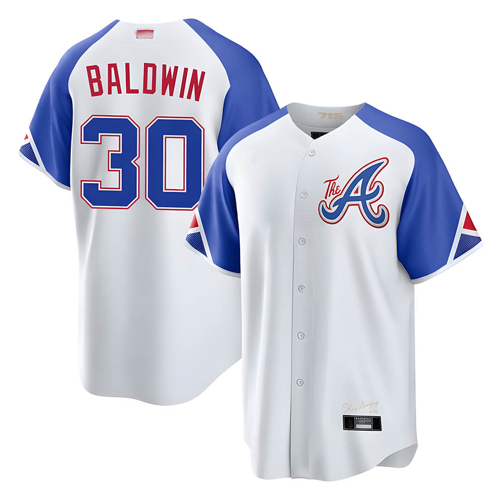 Johmsee A.Braves #30 Drake Baldwin player White City Connect Stitched Jerseys