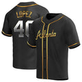 Johmsee A.Braves #40 Reynaldo Lopez player Black & Gold Replica en Alternate Stitched Jerseys