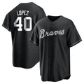 Johmsee A.Braves #40 Reynaldo Lopez player Black&White Replica Stitched Jerseys