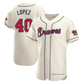 Johmsee A.Braves #40 Reynaldo Lopez player Cream Authentic Alternate Stitched Jerseys