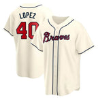 Johmsee A.Braves #40 Reynaldo Lopez player Cream Replica Alternate Stitched Jerseys