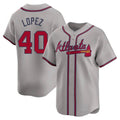 Johmsee A.Braves #40 Reynaldo Lopez player Gray Limited Away Stitched Jerseys