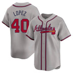 Johmsee A.Braves #40 Reynaldo Lopez player Gray Limited Away Stitched Jerseys