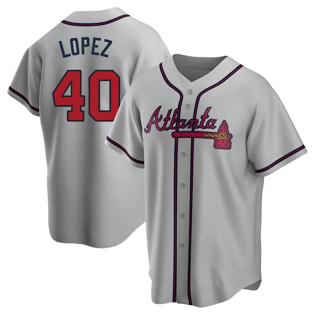 Johmsee A.Braves #40 Reynaldo Lopez player Gray Replica Road Stitched Jerseys
